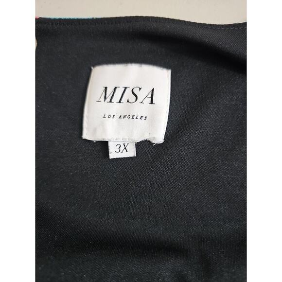 MISA Los Angeles ~Woman Plus Size 3X~ Multicolor Zigzag Print Dress Unlined L.S. - Picture 2 of 9